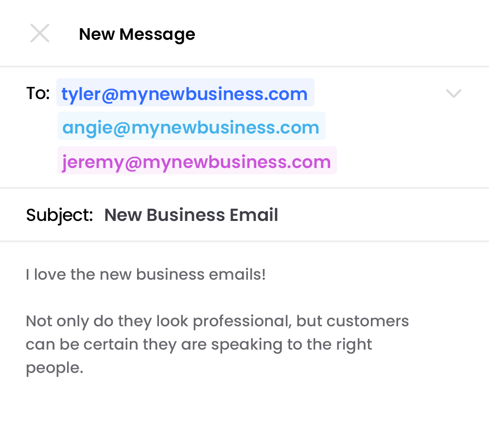 A picture of an email illustrating the benefits of using a professional email address.